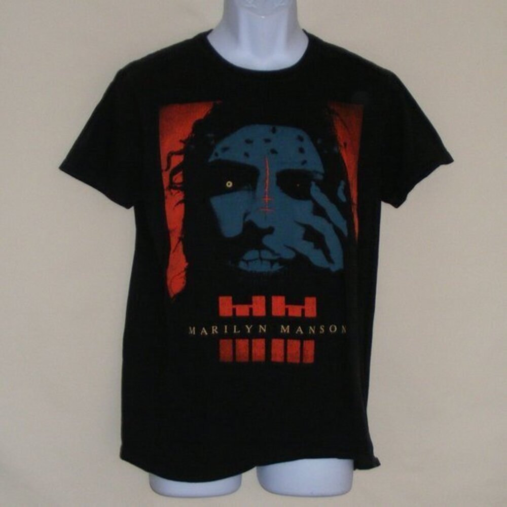 MARILYN MANSON Tshirt, M, Black SS, Face Flies